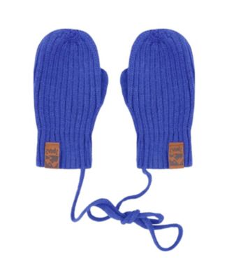  Boys' Rib Knit Mittens with Cord - Baby