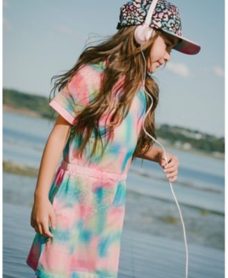 Girls' Mesh Short Sleeves Elastic Waist Beach Dress - Big Kid