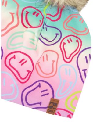  Girls' Stretch Jersey Hat Printed Smileys with Pompom - Baby