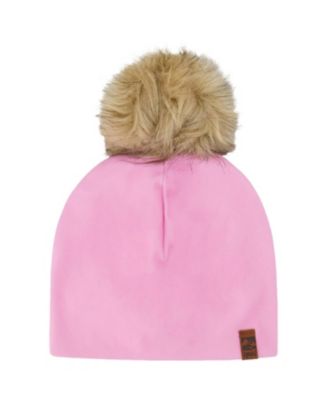  Girls' Stretch Jersey Hat with Pompom - Little Kid, Big Kid