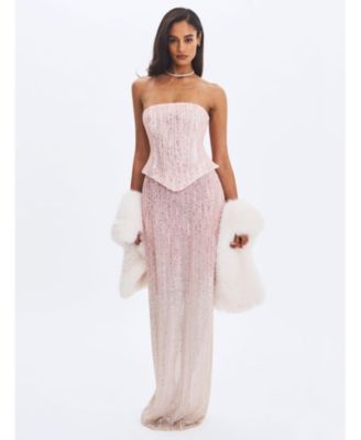  Tosca Beaded Gradient Strapless Maxi Dress