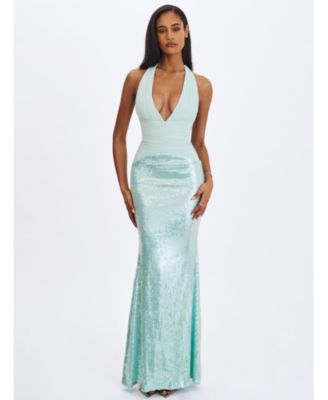  Wendale Sequin Plunging Mermaid Maxi Dress