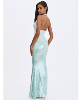  Wendale Sequin Plunging Mermaid Maxi Dress