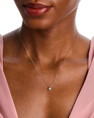 Luxe Collection Lab Grown Diamond Clover Pendant Necklace in 10K Yellow Gold, 17"