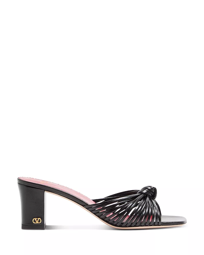 Valentino Garavani Women's Annet Knotted Multi Strap Leather Slide Sandals