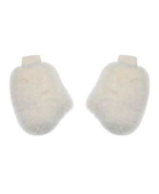  Katia White Faux Fur Mittens