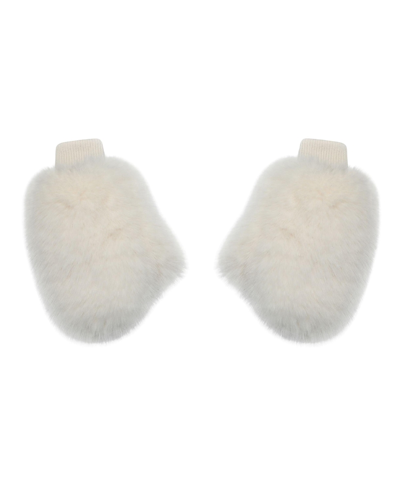 Miss Circle Katia White Faux Fur Mittens