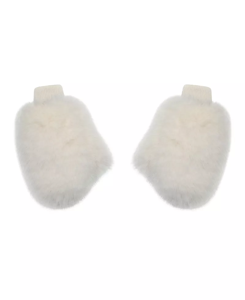 Miss Circle Katia White Faux Fur Mittens