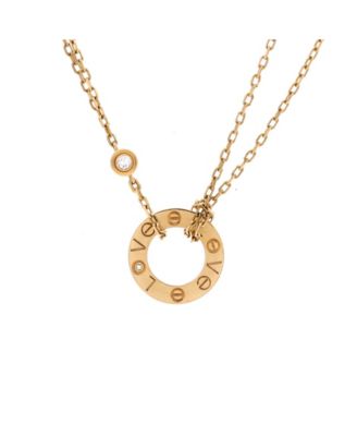  2 Diamonds Love Pendant Necklace 18K Gold and Diamonds, 16.25"