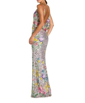  Embellished Sleeveless Cowl Back Gown