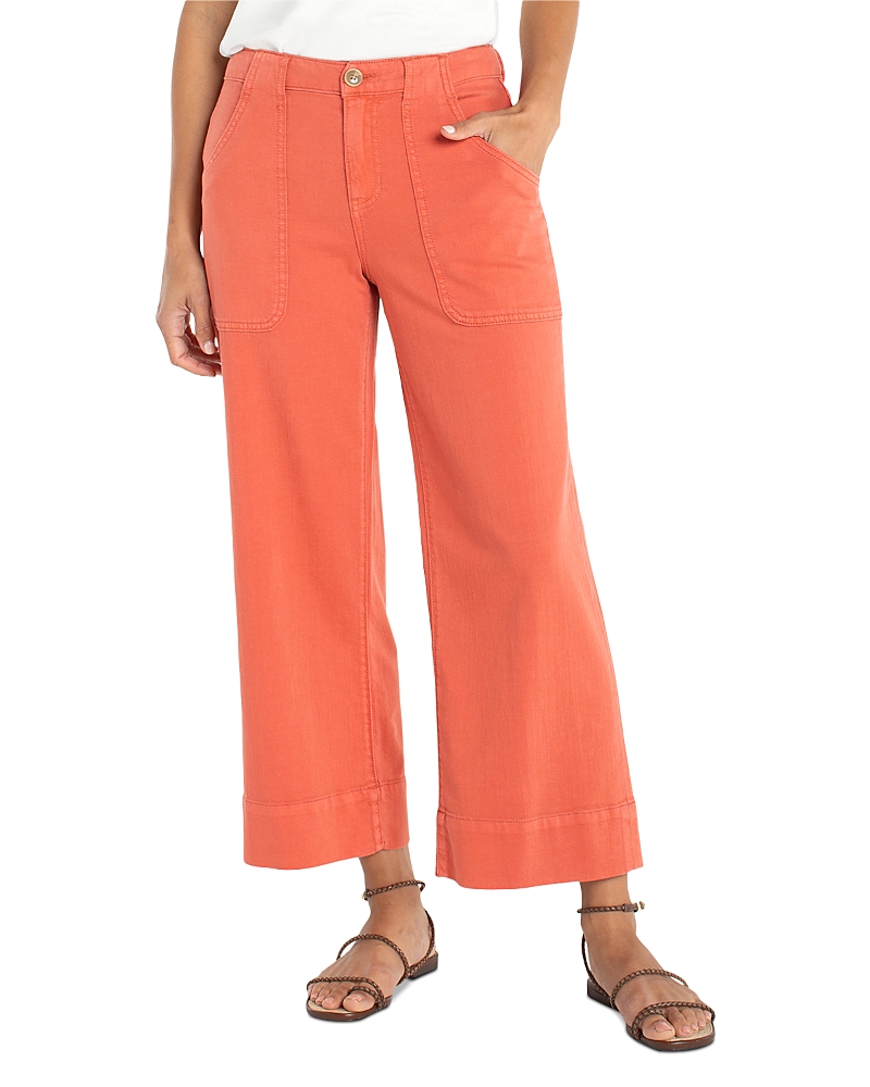 Liverpool Los Angeles Stride Mid Rise Cargo Wide Jeans in Red Clay