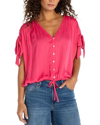 Dolman Sleeve V Neck Woven Top