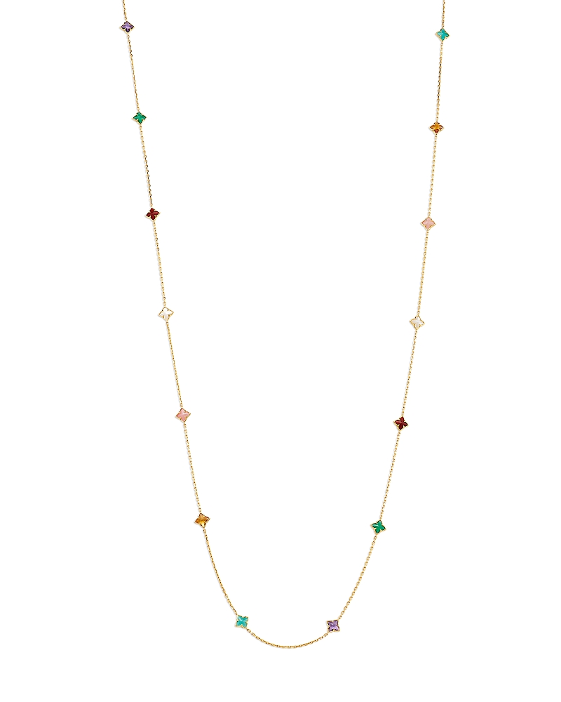 Roberto Coin 18K Yellow Gold Venetian Princess Multi Gemstone Flower Long Station Necklace, 34