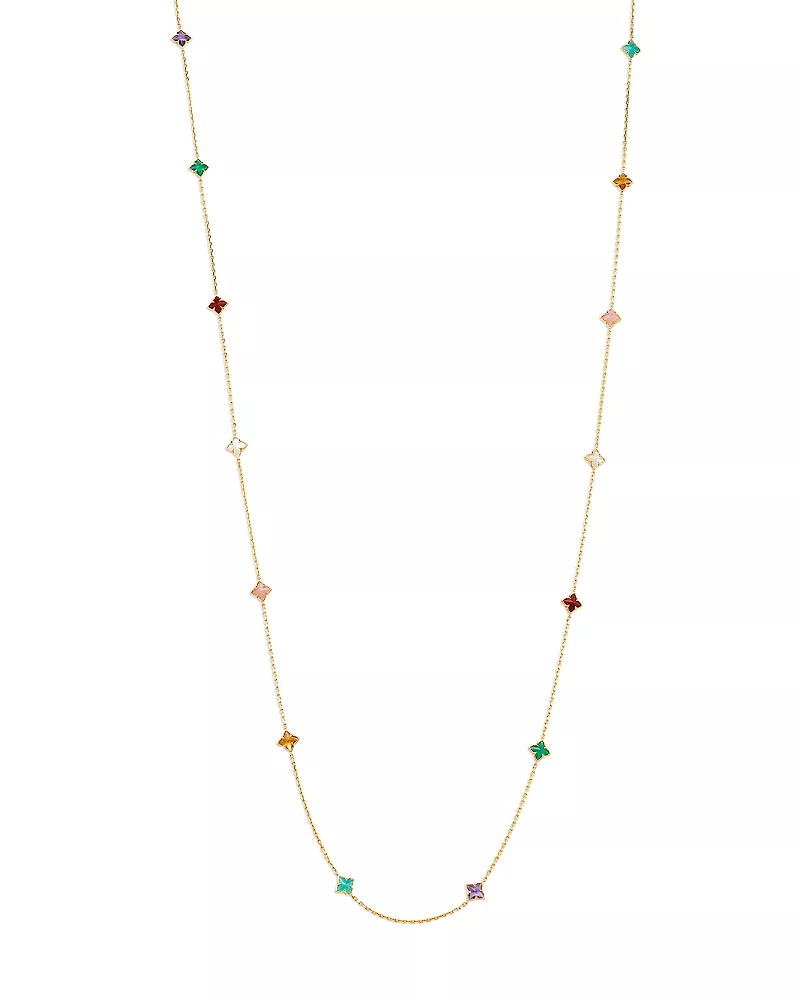 Roberto Coin 18K Yellow Gold Venetian Princess Multi Gemstone Flower Long Station Necklace, 34