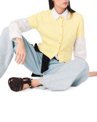 Mapilo Rhinestone Short Sleeve Cardigan