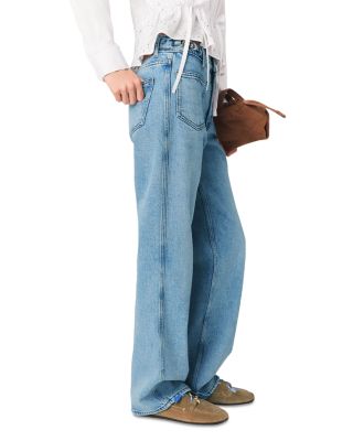 Pantro Chain Waist Straight Jeans in Blue