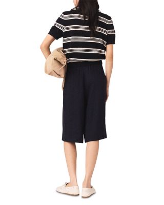 Striped Rhinestone Collar Polo