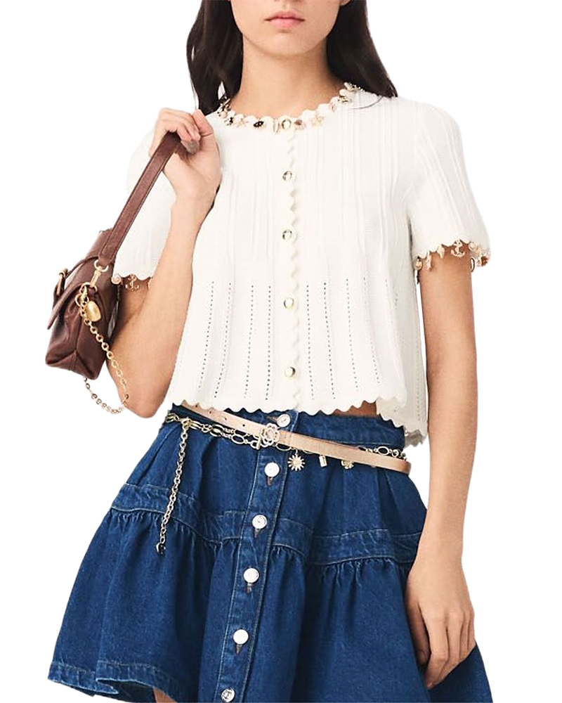 Maje Mishell Gold Jewelry Cardigan
