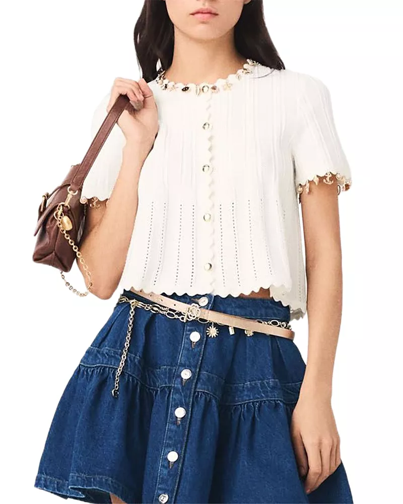 Maje Mishell Gold Jewelry Cardigan