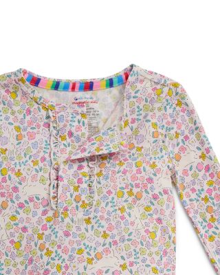 Girls' Bunny Blossom Magnetic Ruffled Long Sleeved Pajama Set - Little Kid, Big Kid