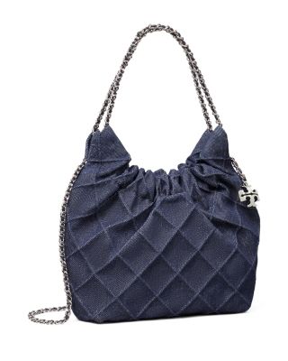 Fleming Mini Soft Denim Hobo Bag