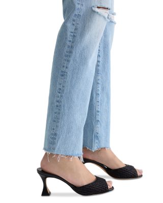 Sandra Low Rise Straight Jeans in Soft Focus Destructed