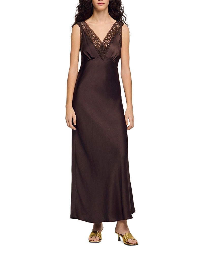 Sandro Behati Lace Collar Maxi Dress