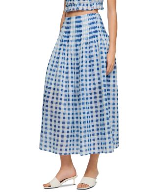 Poppy Gingham Linen Blend Maxi Skirt
