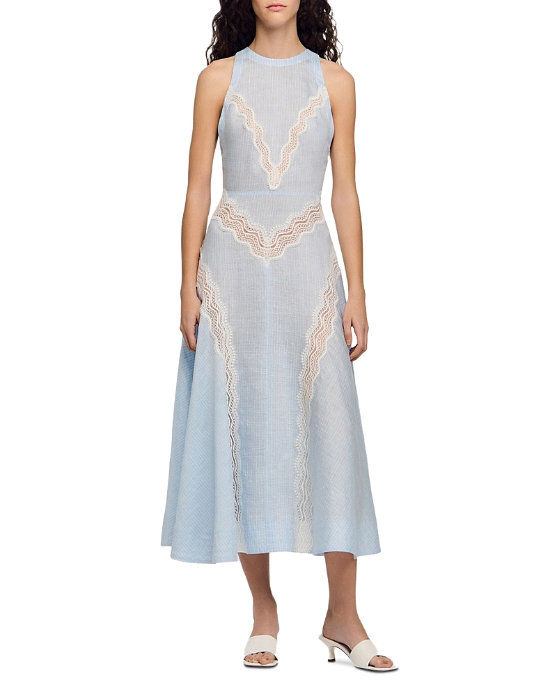 Sandro Nathalie Lace Trim Dress