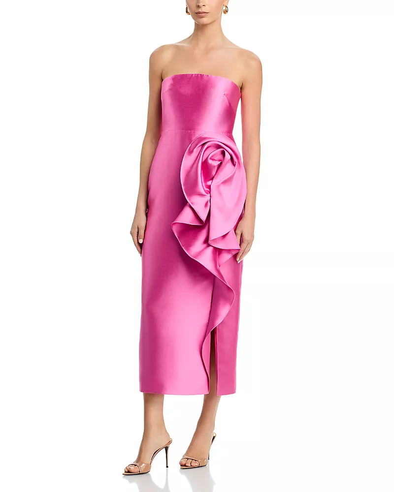 Theia Marla Sculptural Drape Dress