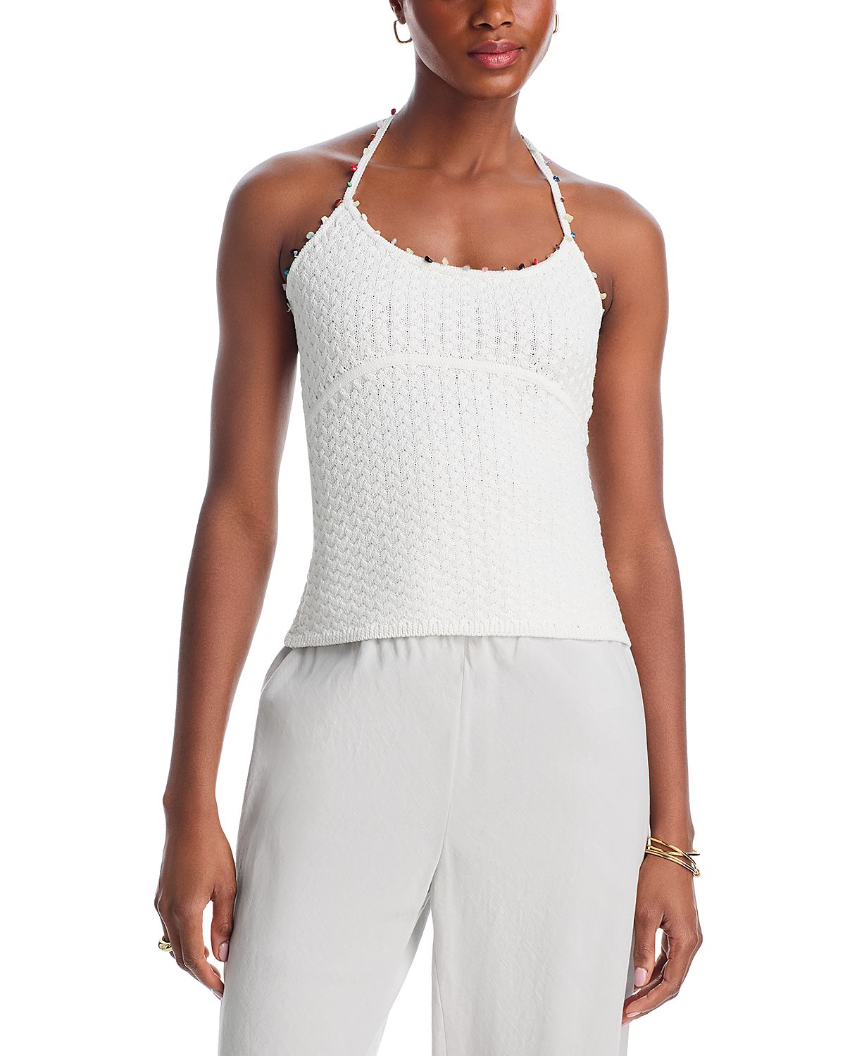 Aqua Pebble Knit Halter Top - Exclusive