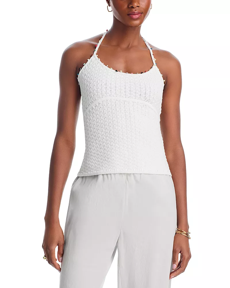 Aqua Pebble Knit Halter Top - Exclusive