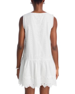 Eyelet V Neck Flounce Mini Dress - Exclusive