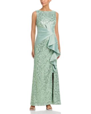 Sleeveless Gown with Ruffle Gathered Front
