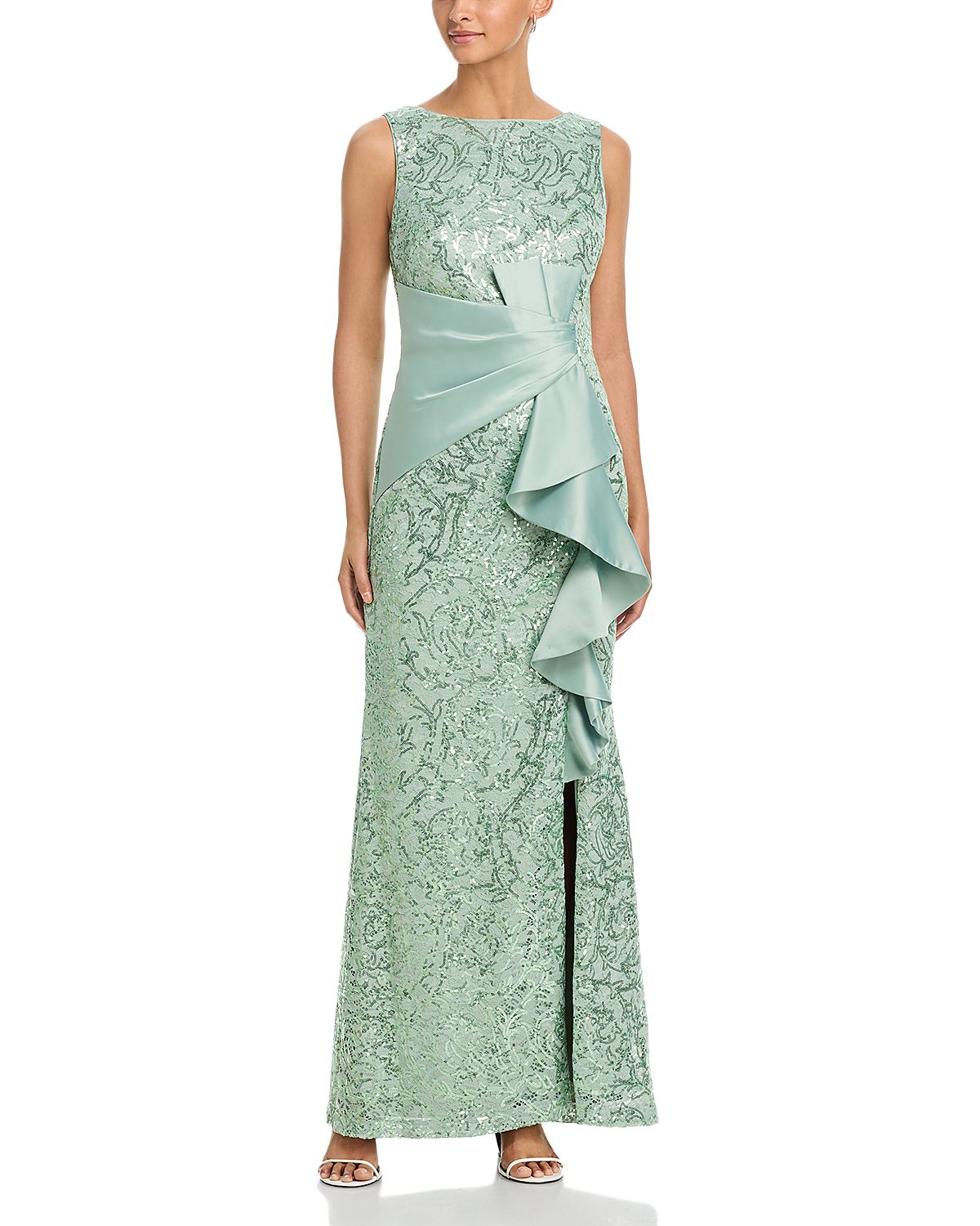 Eliza J Sleeveless Gown with Ruffle Gathered Front