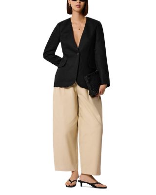 Linen Collarless Blazer