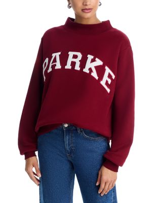Maroon White Varsity Mock Neck Sweatshirt