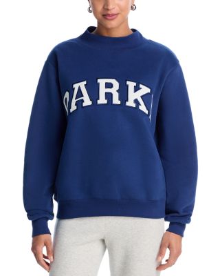 Denim White Varsity Mock Neck Sweatshirt