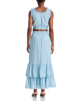 Eyelet Trim Top & Eyelet Trim Midi Skirt