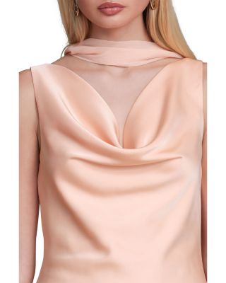 Floral Satin Scarf Tie Mini Dress