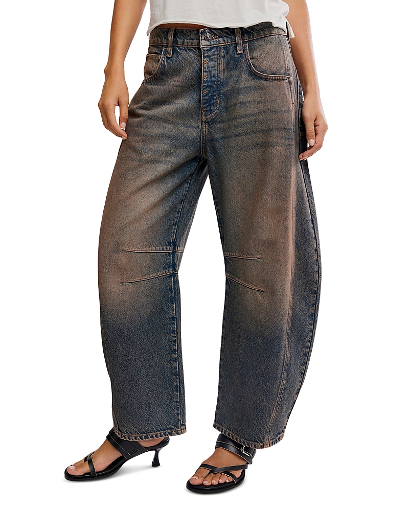 Free People We The Free Good Luck Mid Rise Barrel Jeans in Lost · 26