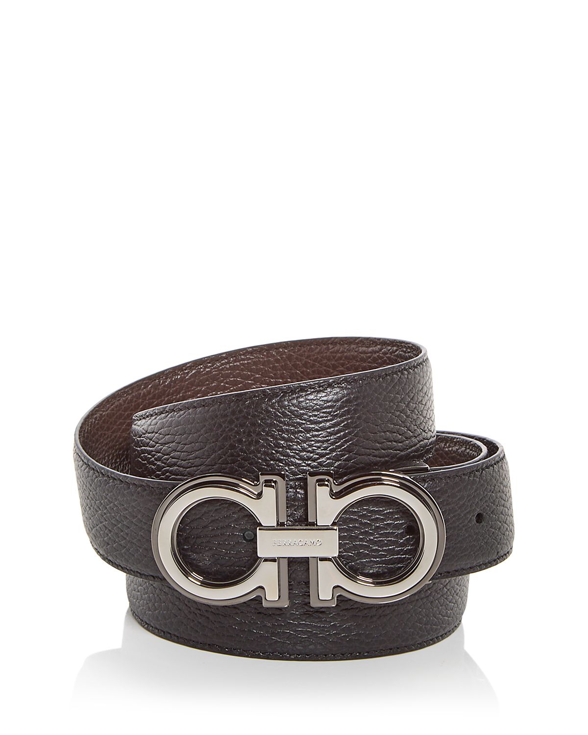 Ferragamo Men's Double Gancini Reversible Leather Belt