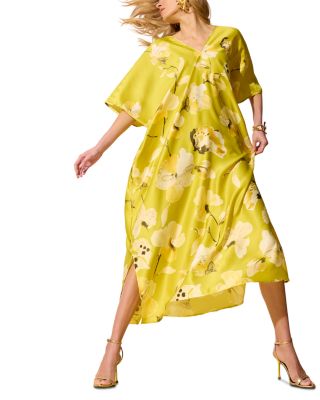 Aurelia Printed Charmeuse Waterfall Caftan