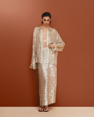 Disk Silk Stretch Skirt