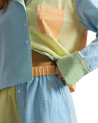 Mixed Seersucker Short Pajama Set