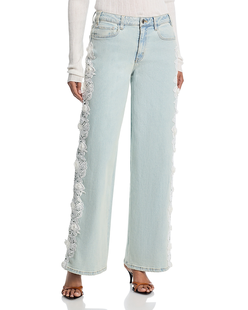Generation Love Esme High Rise 3D Lace Combo Jeans in Ice Blue/White