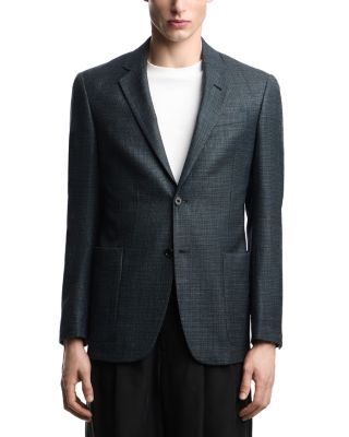 G Line Deco Regular Fit Single Breasted Notch Lapel Jacket in Wool & Silk Blend