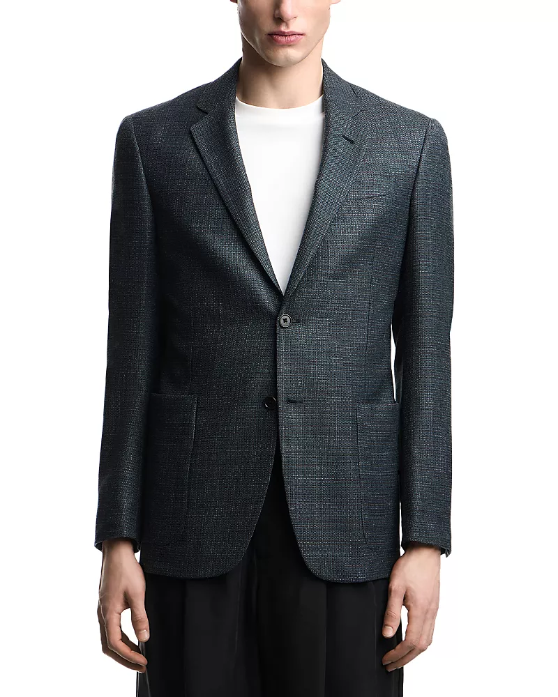 Emporio Armani G Line Deco Regular Fit Single Breasted Notch Lapel Jacket in Wool & Silk Blend