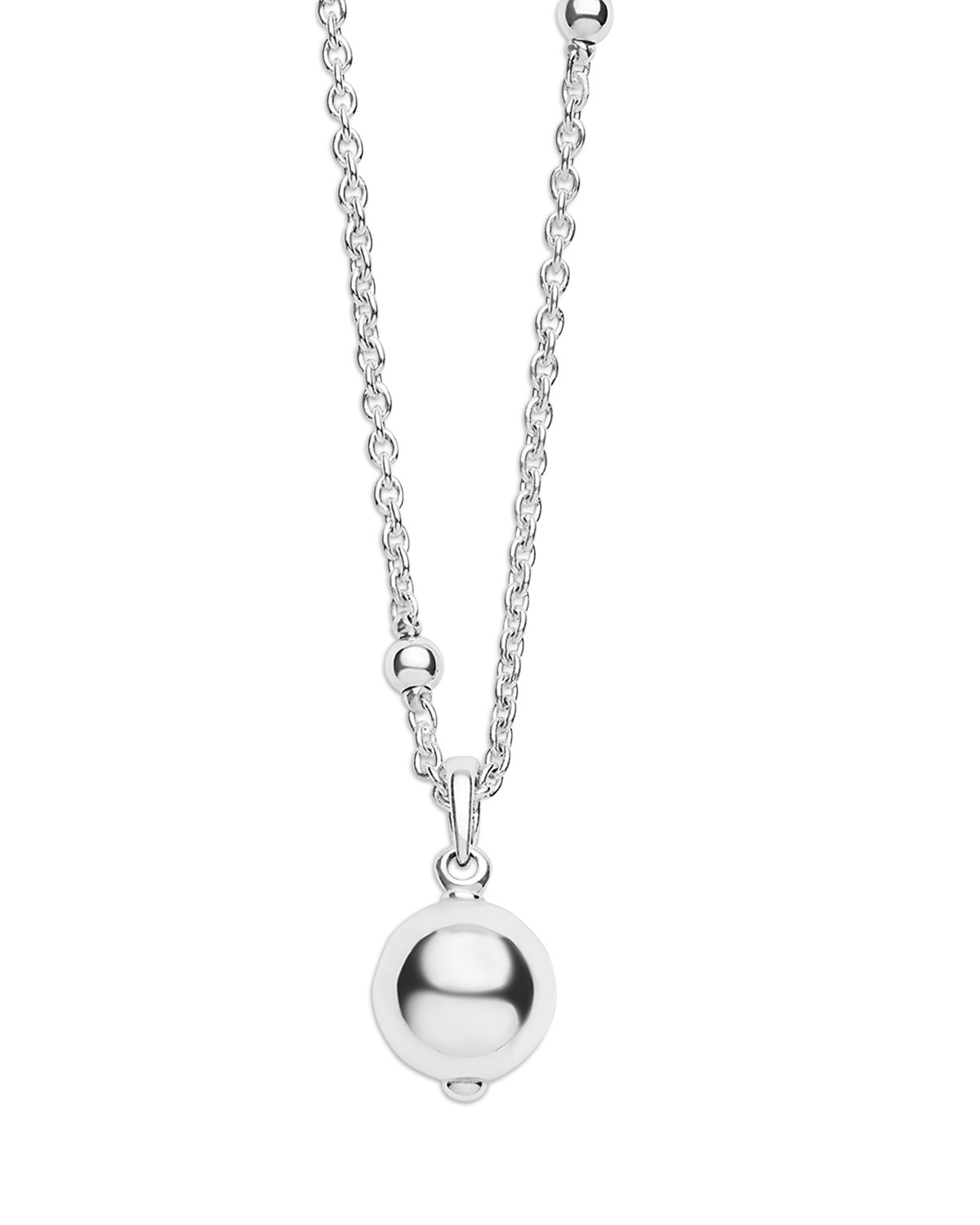 Sterling Silver Caviar Bubbly Polished Bead Pendant Necklace, 16-18"