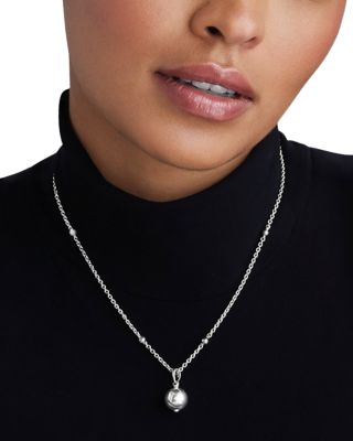 Sterling Silver Caviar Bubbly Polished Bead Pendant Necklace, 16-18"